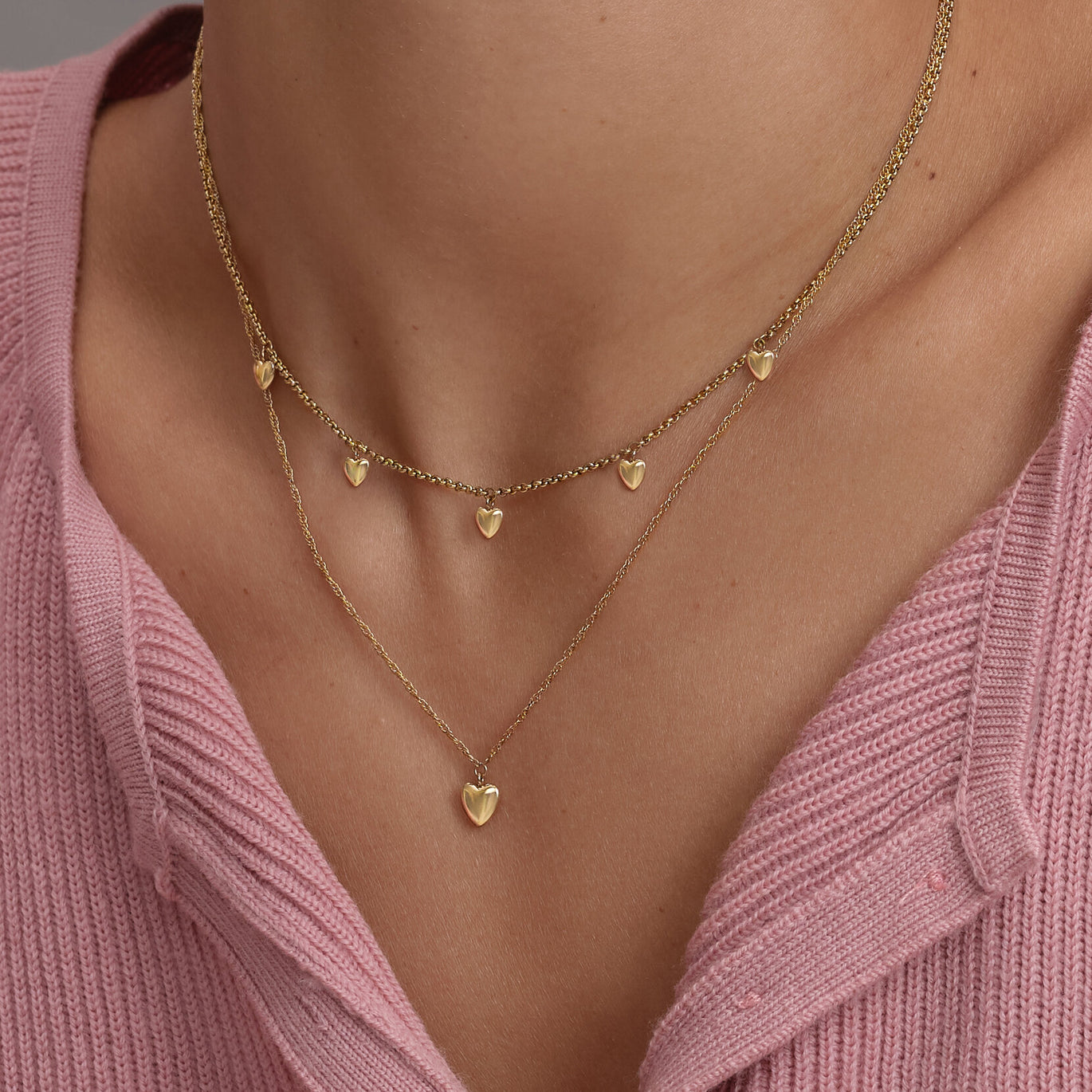 Olivia Burton Classic Mini Heart Gold Plated Double Chain Necklace