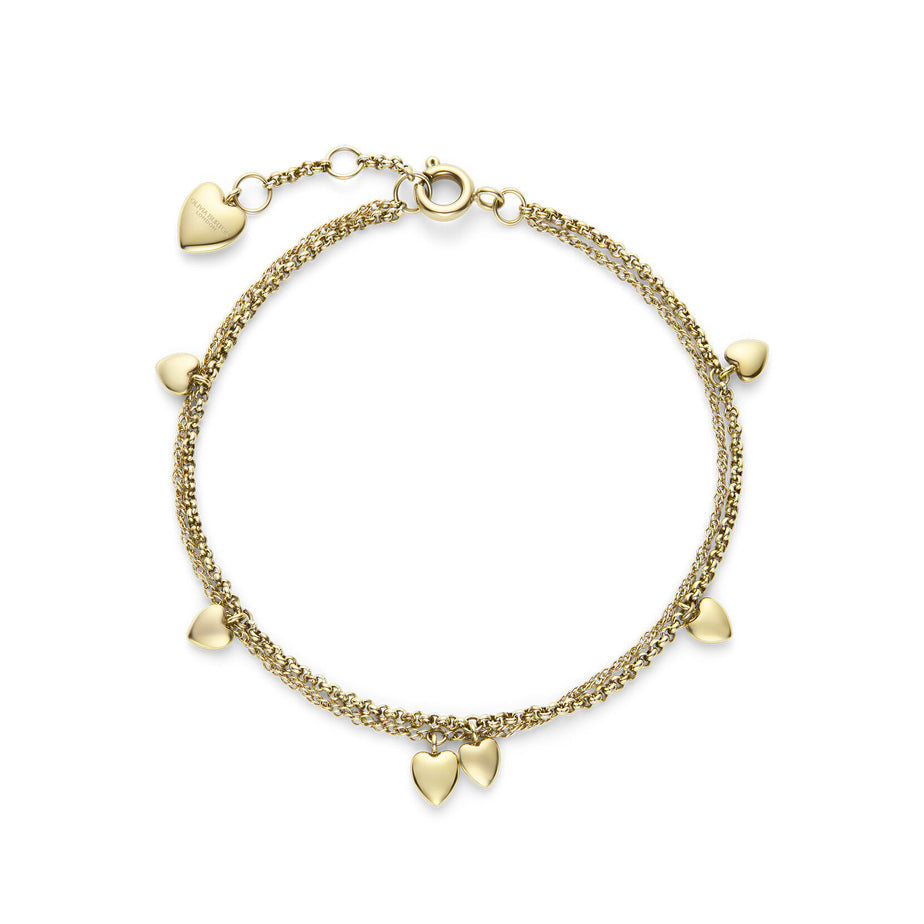 Olivia Burton Classic Mini Heart Gold Plated Double Chain Bracelet