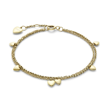 Olivia Burton Classic Mini Heart Gold Plated Double Chain Bracelet