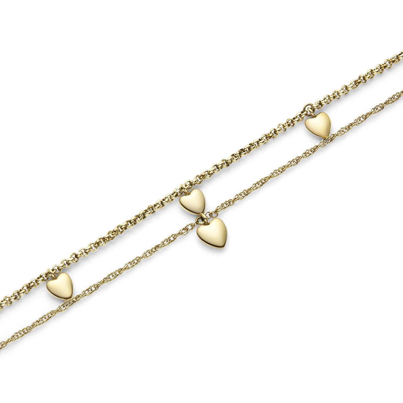 Olivia Burton Classic Mini Heart Gold Plated Double Chain Bracelet