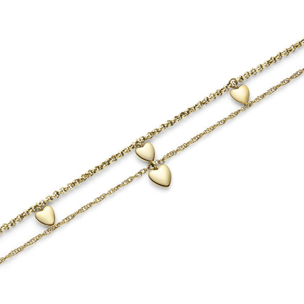 Olivia Burton Classic Mini Heart Gold Plated Double Chain Bracelet