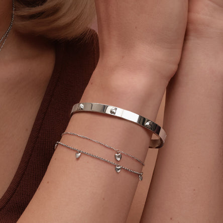 Olivia Burton Classic Mini Heart Silver Tone Bangle
