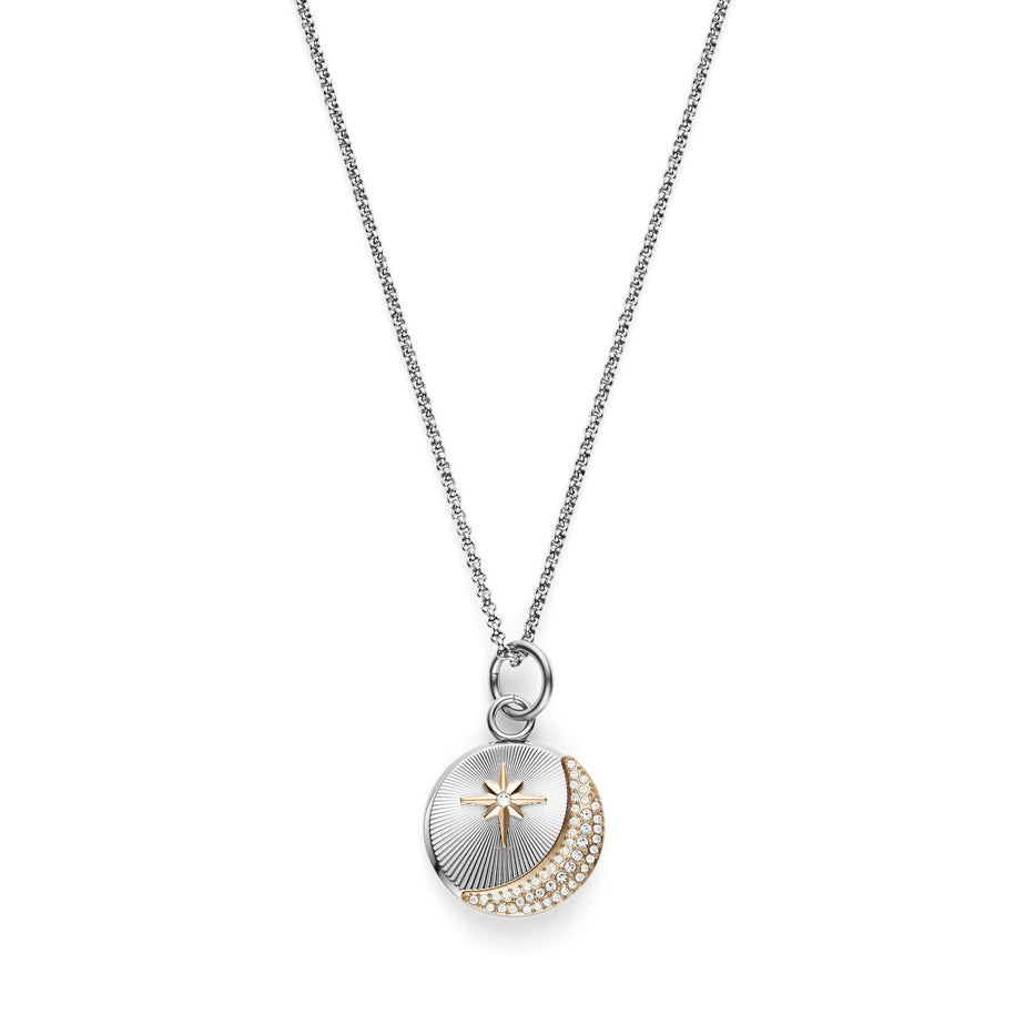 Olivia Burton Signature Celestial Star and Moon Silver Tone Pendant Necklace