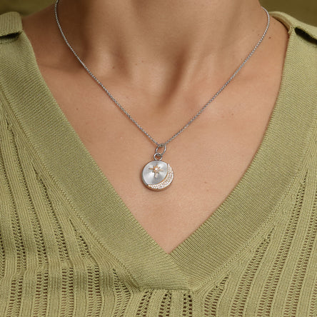 Olivia Burton Signature Celestial Star and Moon Silver Tone Pendant Necklace