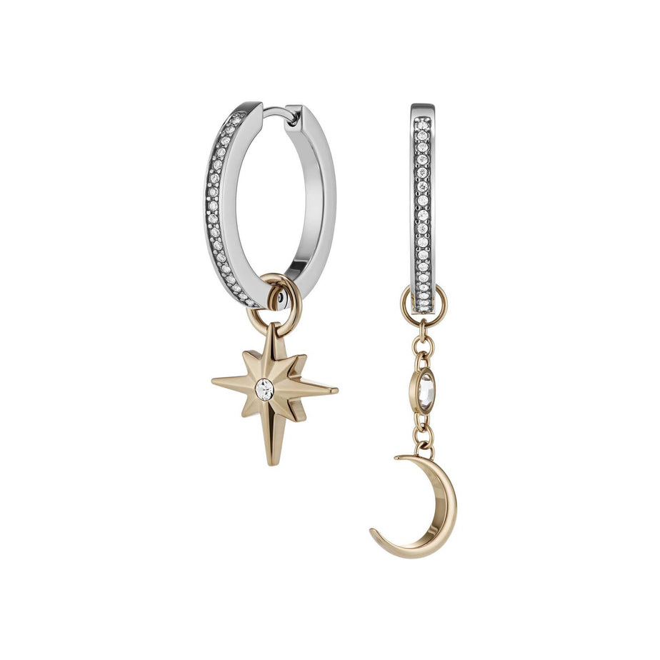 Olivia Burton Celestial Star and Moon Silver Tone Huggie Earrings