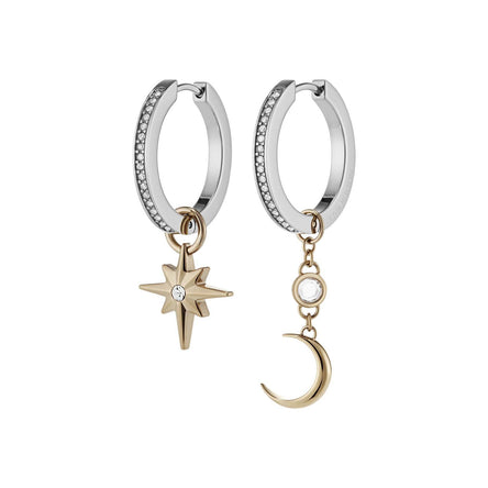 Olivia Burton Celestial Star and Moon Silver Tone Huggie Earrings
