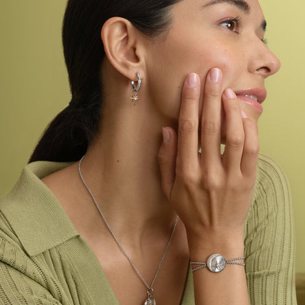 Olivia Burton Celestial Star and Moon Silver Tone Huggie Earrings