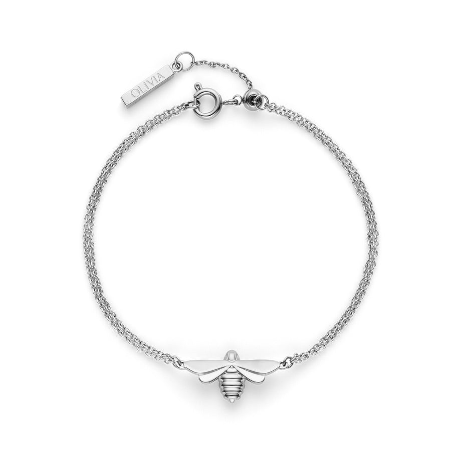 Olivia Burton Signature Honey Bee Silver Tone Bracelet