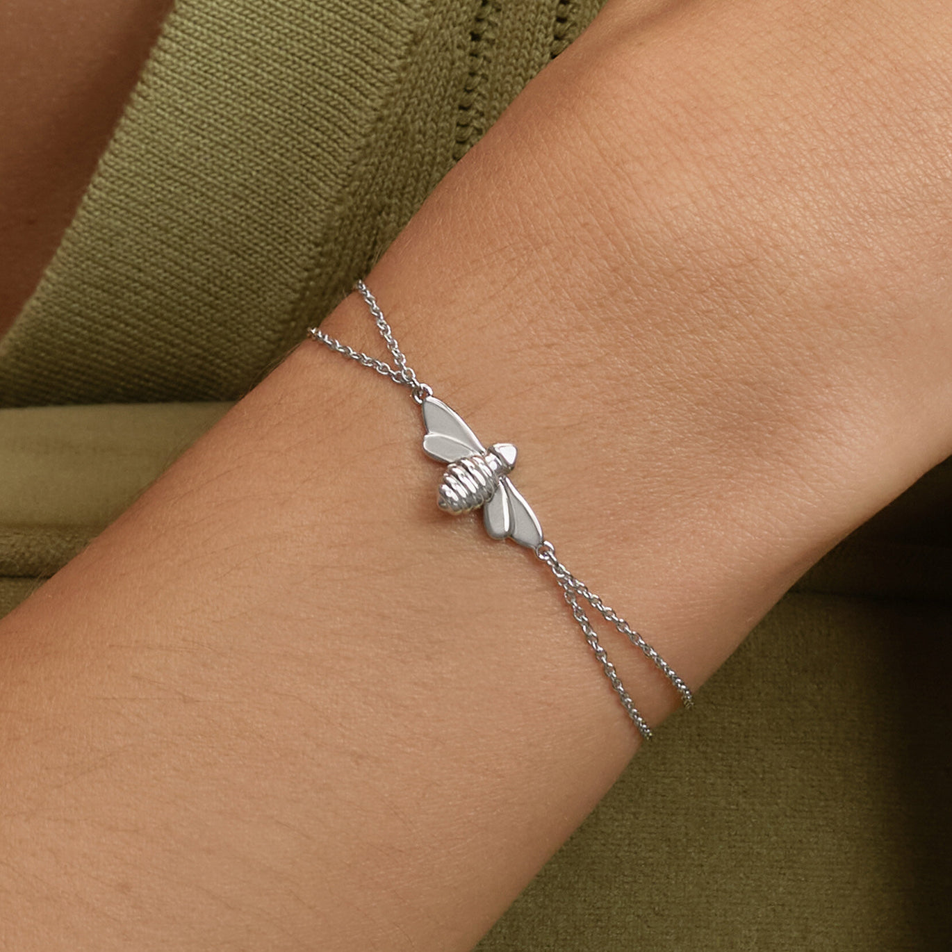 Olivia Burton Signature Honey Bee Silver Tone Bracelet