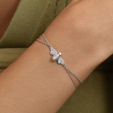 Olivia Burton Signature Honey Bee Silver Tone Bracelet