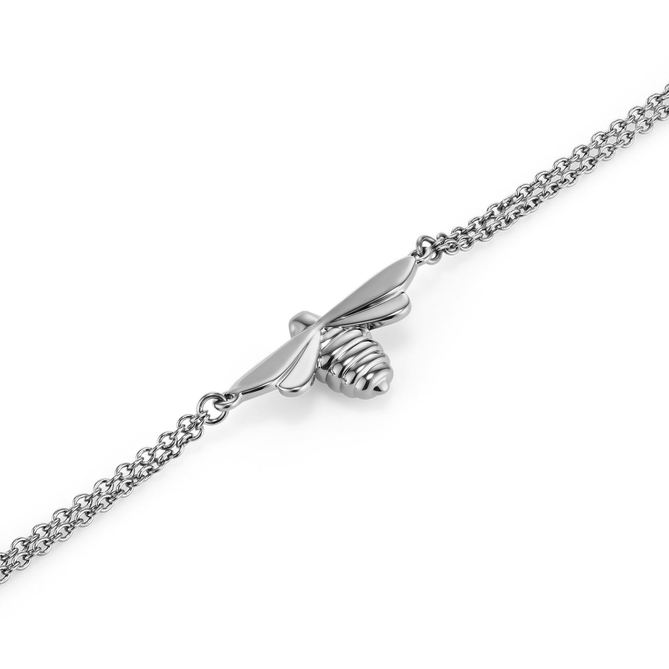 Olivia Burton Signature Honey Bee Silver Tone Bracelet
