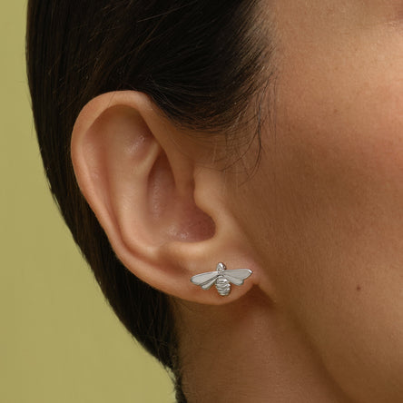Olivia Burton Honey Bee Silver Tone Stud Earrings