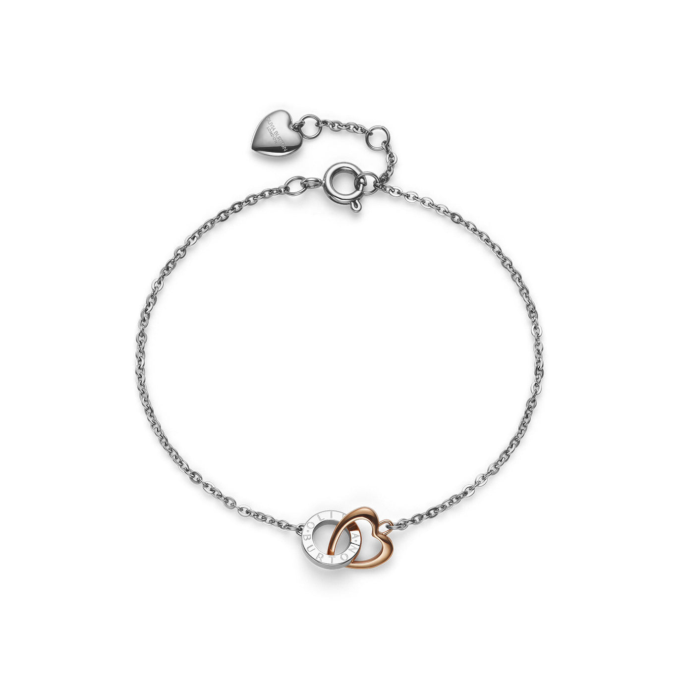 Olivia Burton Kindred Interlink Heart Silver & Rose Gold Plated Bracelet
