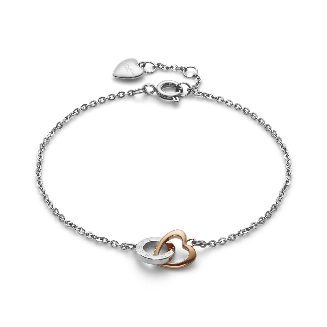 Olivia Burton Kindred Interlink Heart Silver & Rose Gold Plated Bracelet