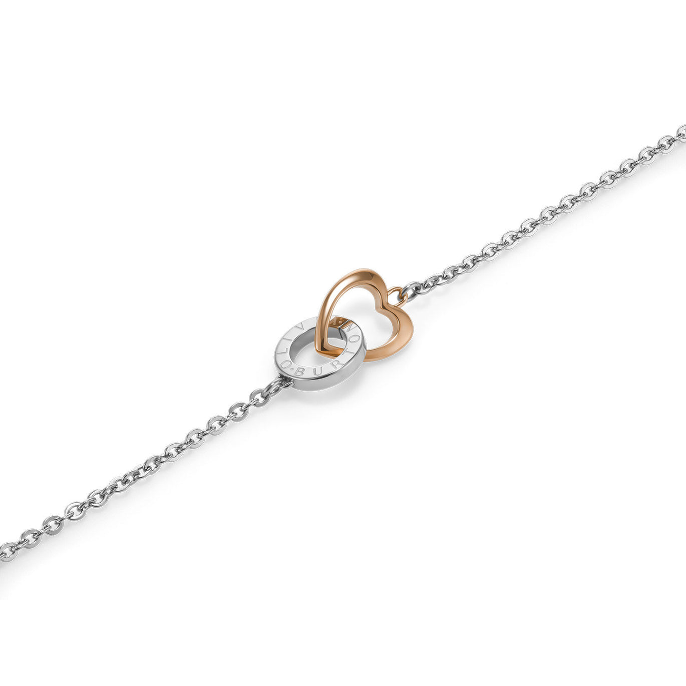 Olivia Burton Kindred Interlink Heart Silver & Rose Gold Plated Bracelet