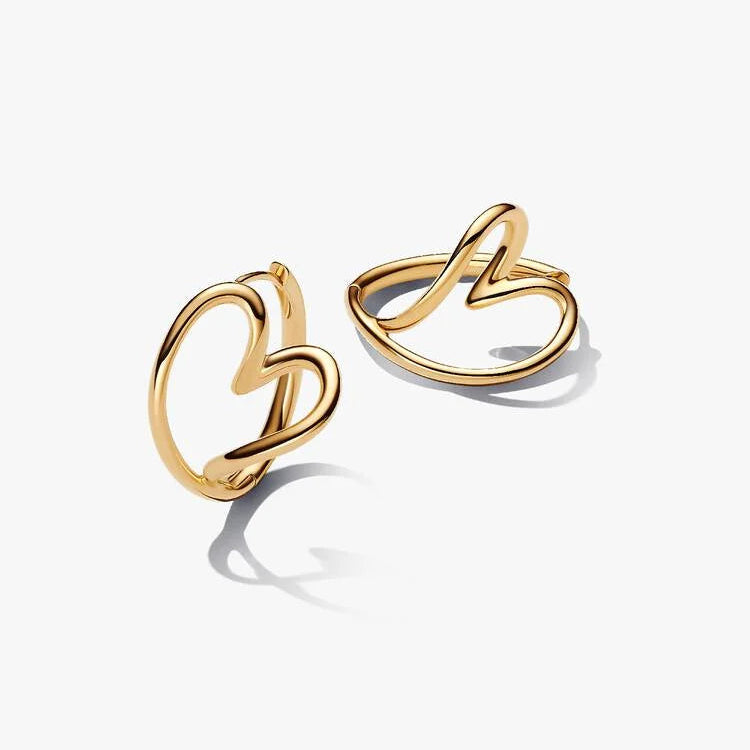 Pandora Organically Shaped Heart Hoop Earrings