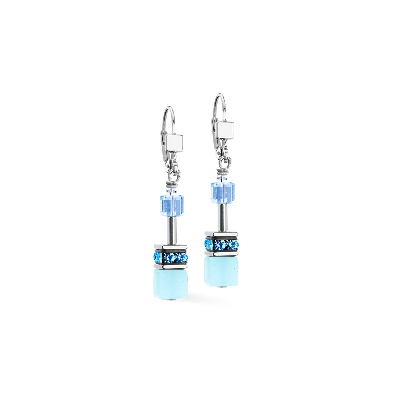 Coeur de Lion GeoCUBE® Iconic drop earrings aqua-blue