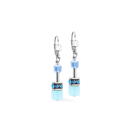 Coeur de Lion GeoCUBE® Iconic drop earrings aqua-blue