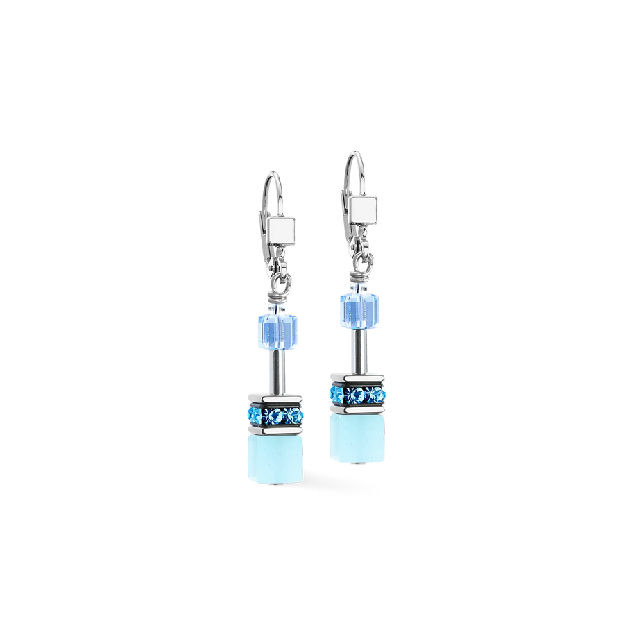 Coeur de Lion GeoCUBE® Iconic drop earrings aqua-blue