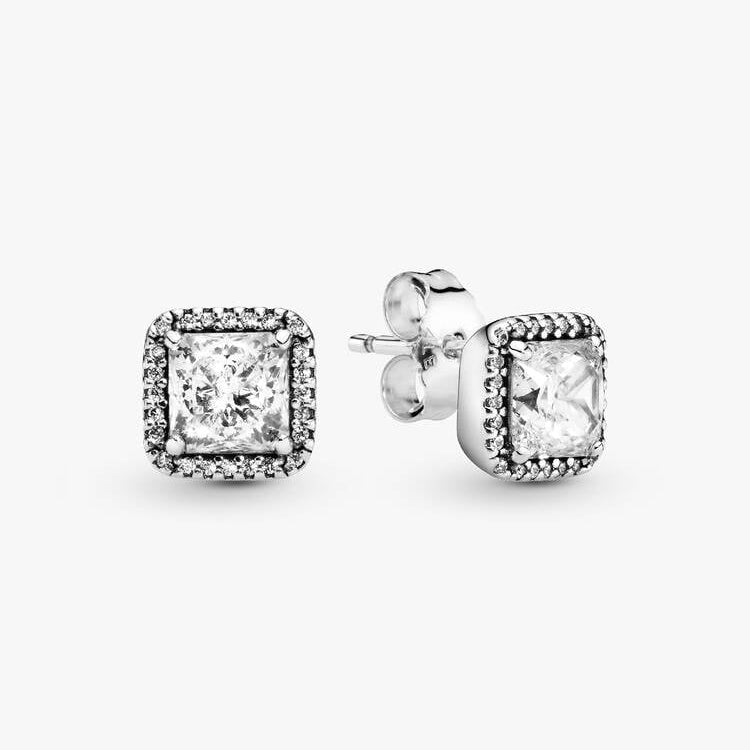 Pandora Square Sparkle Halo Stud Earrings