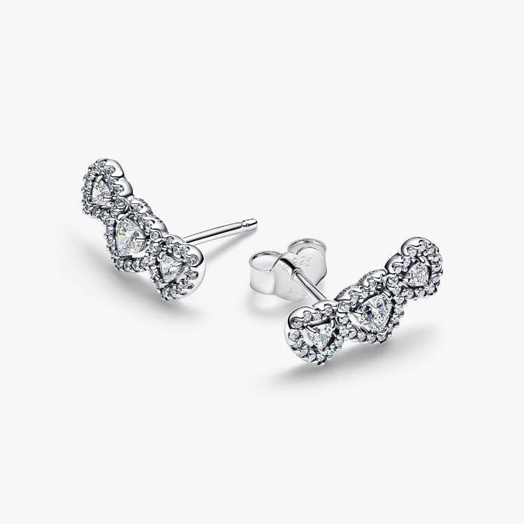 Pandora Halo Heart Trilogy Stud Earrings