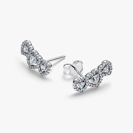 Pandora Halo Heart Trilogy Stud Earrings