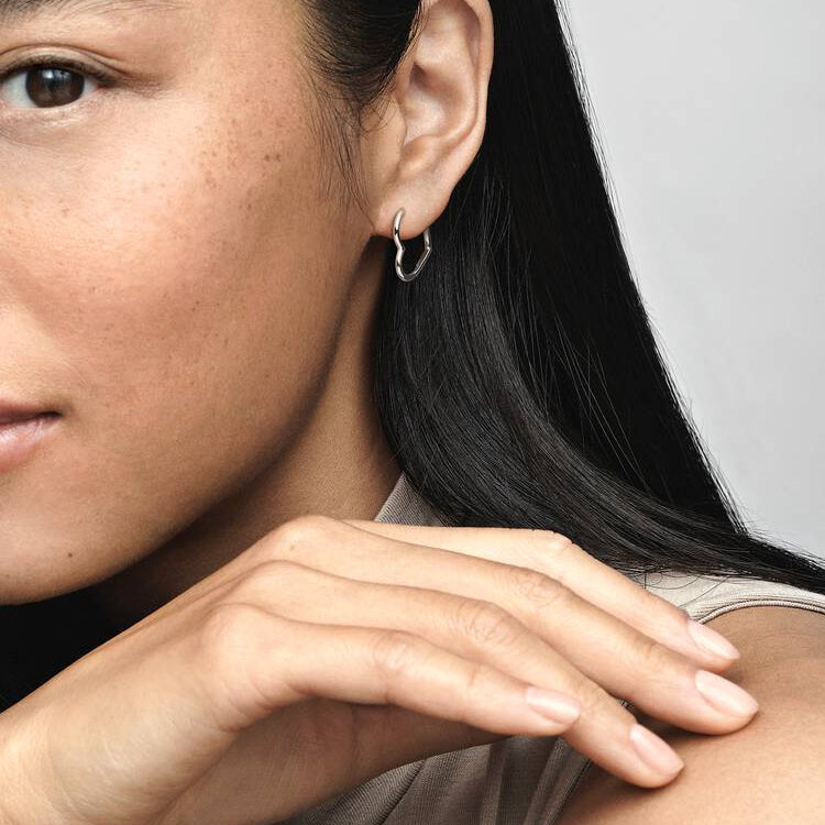 Pandora Asymmetrical Heart Hoop Earrings