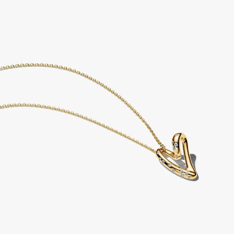 Pandora Organically Shaped Stone-Set Heart Pendant Necklace