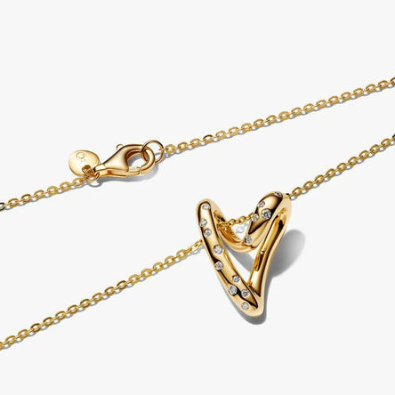 Pandora Organically Shaped Stone-Set Heart Pendant Necklace
