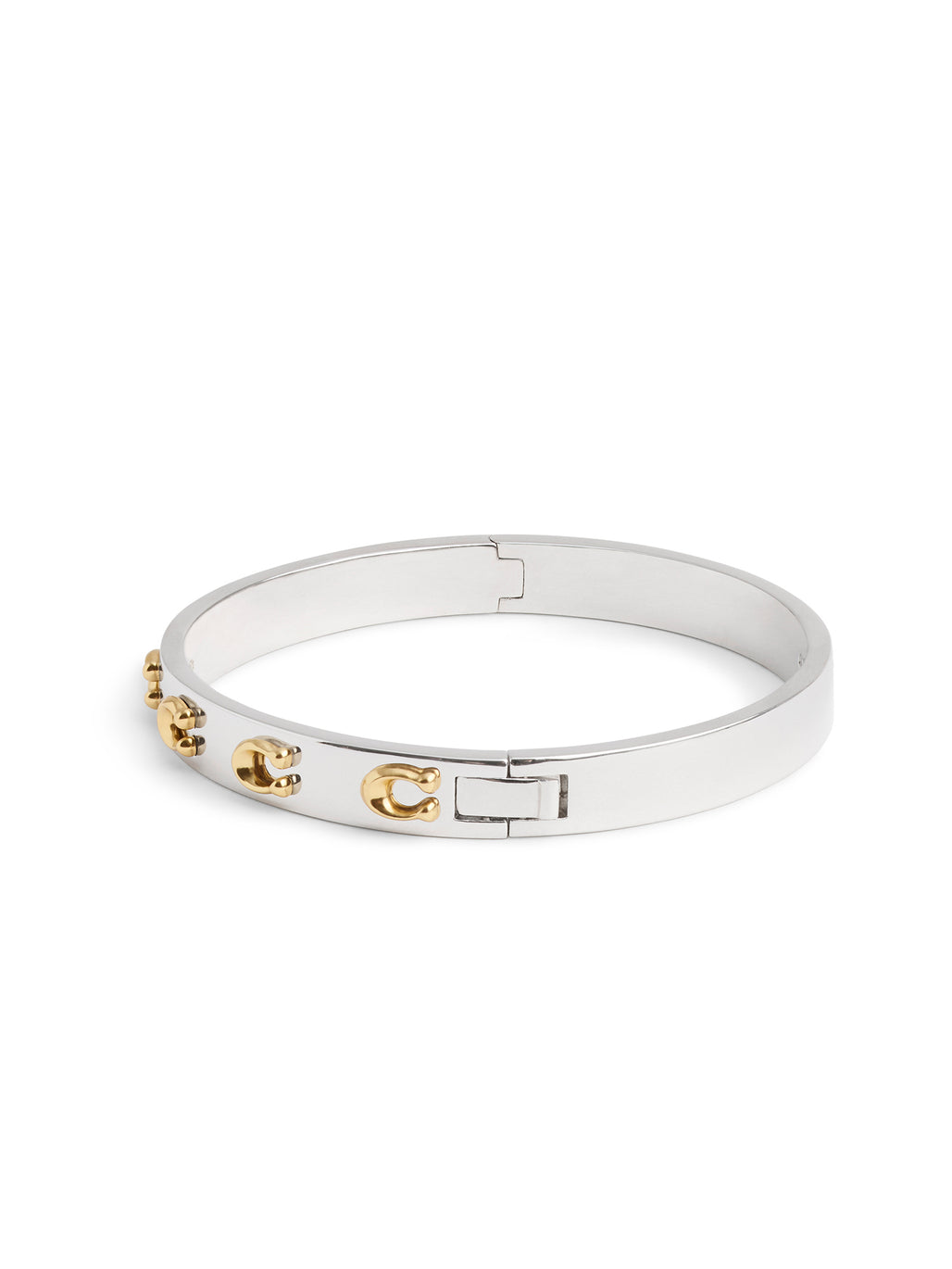 COACH Signature Two Tone Logo Hinged Bangle