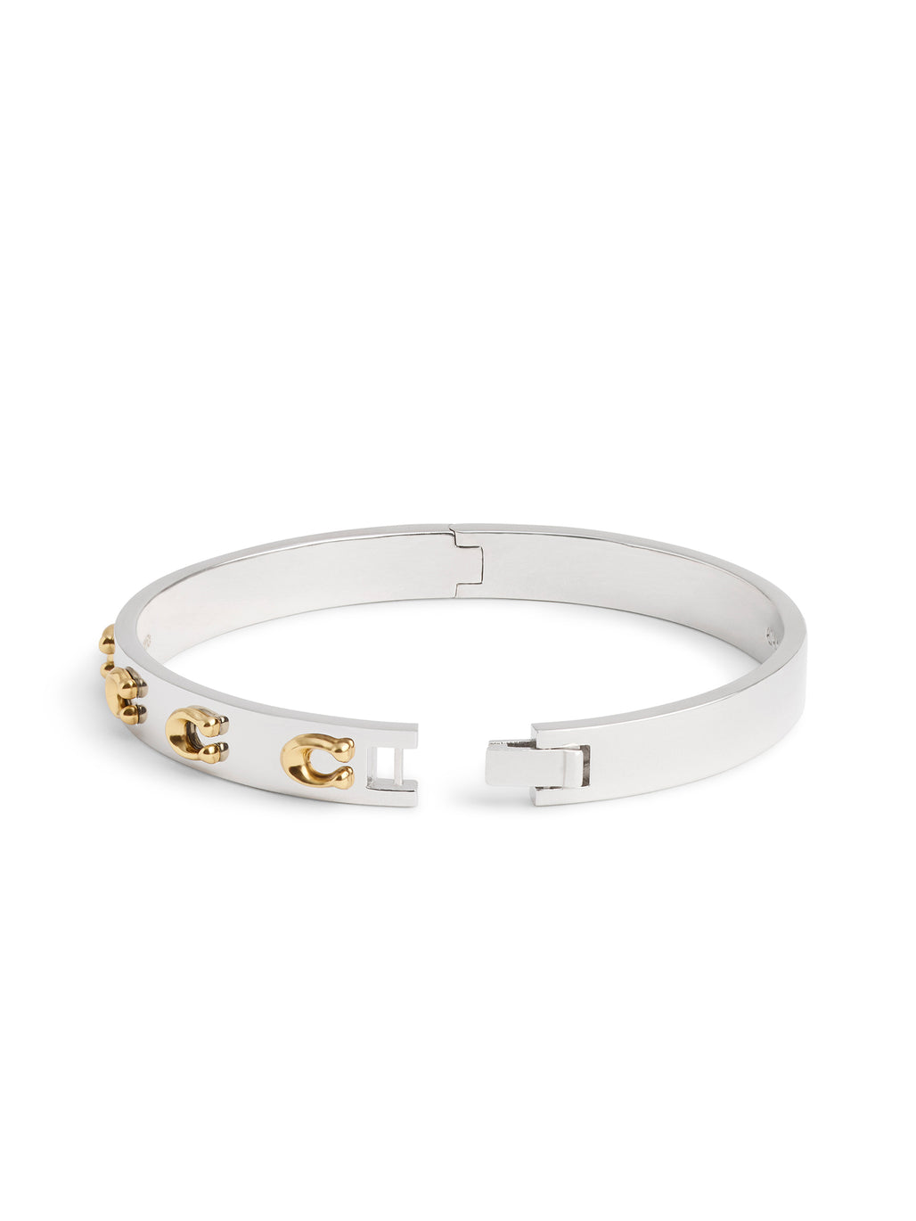 COACH Signature Two Tone Logo Hinged Bangle