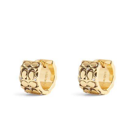 COACH Signature Quilted Huggie Earrings