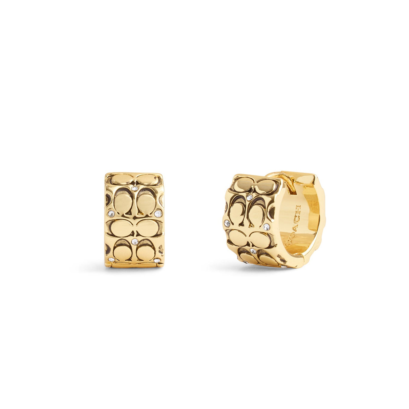 COACH Signature Quilted Huggie Earrings