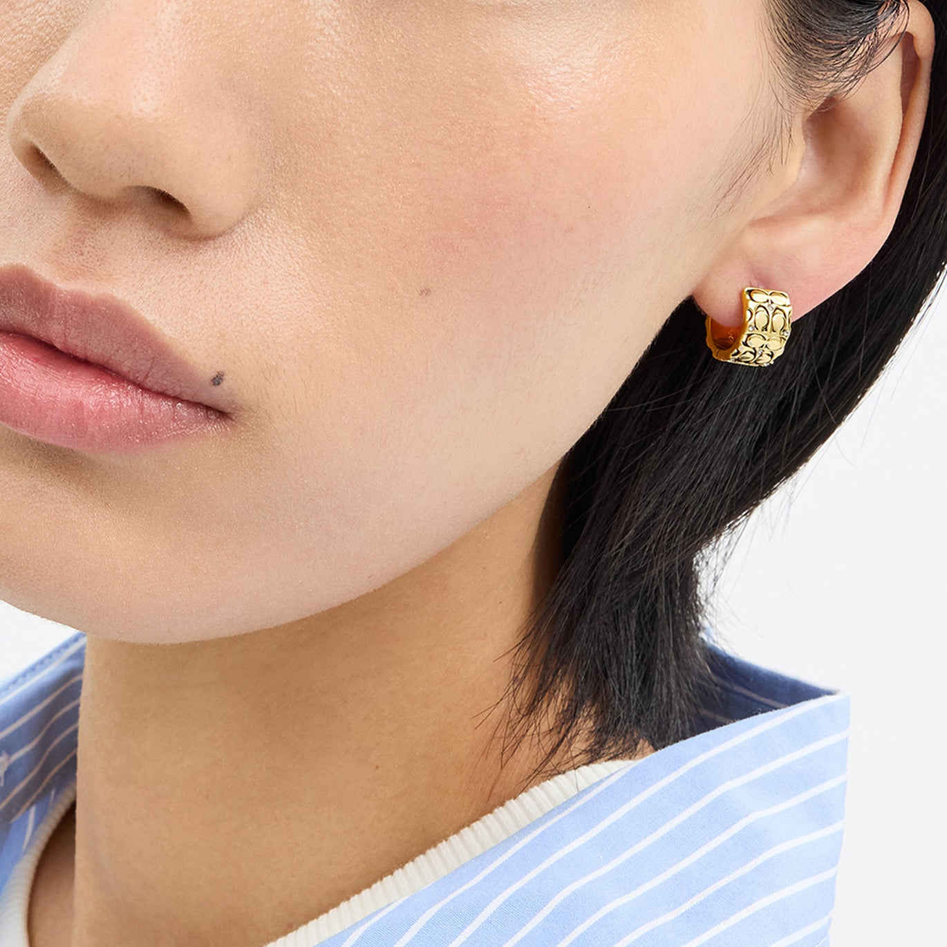 COACH Signature Quilted Huggie Earrings