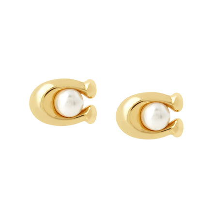 COACH Pearl Signature Stud Earrings