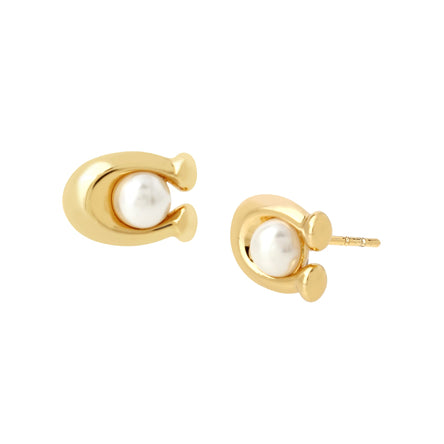 COACH Pearl Signature Stud Earrings