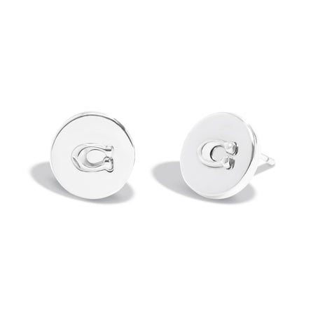 COACH Signiture C Disc Studs Silver
