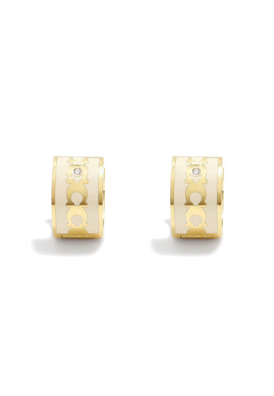 COACH Enamel C Huggie Gold Tone Hoop Earrings