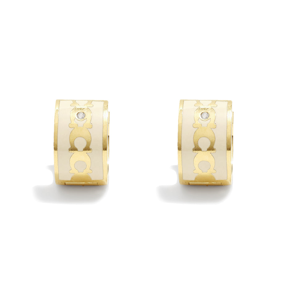 COACH Enamel C Huggie Gold Tone Hoop Earrings