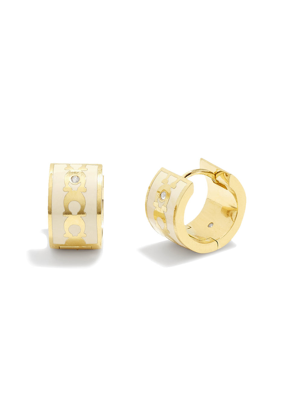 COACH Enamel C Huggie Gold Tone Hoop Earrings