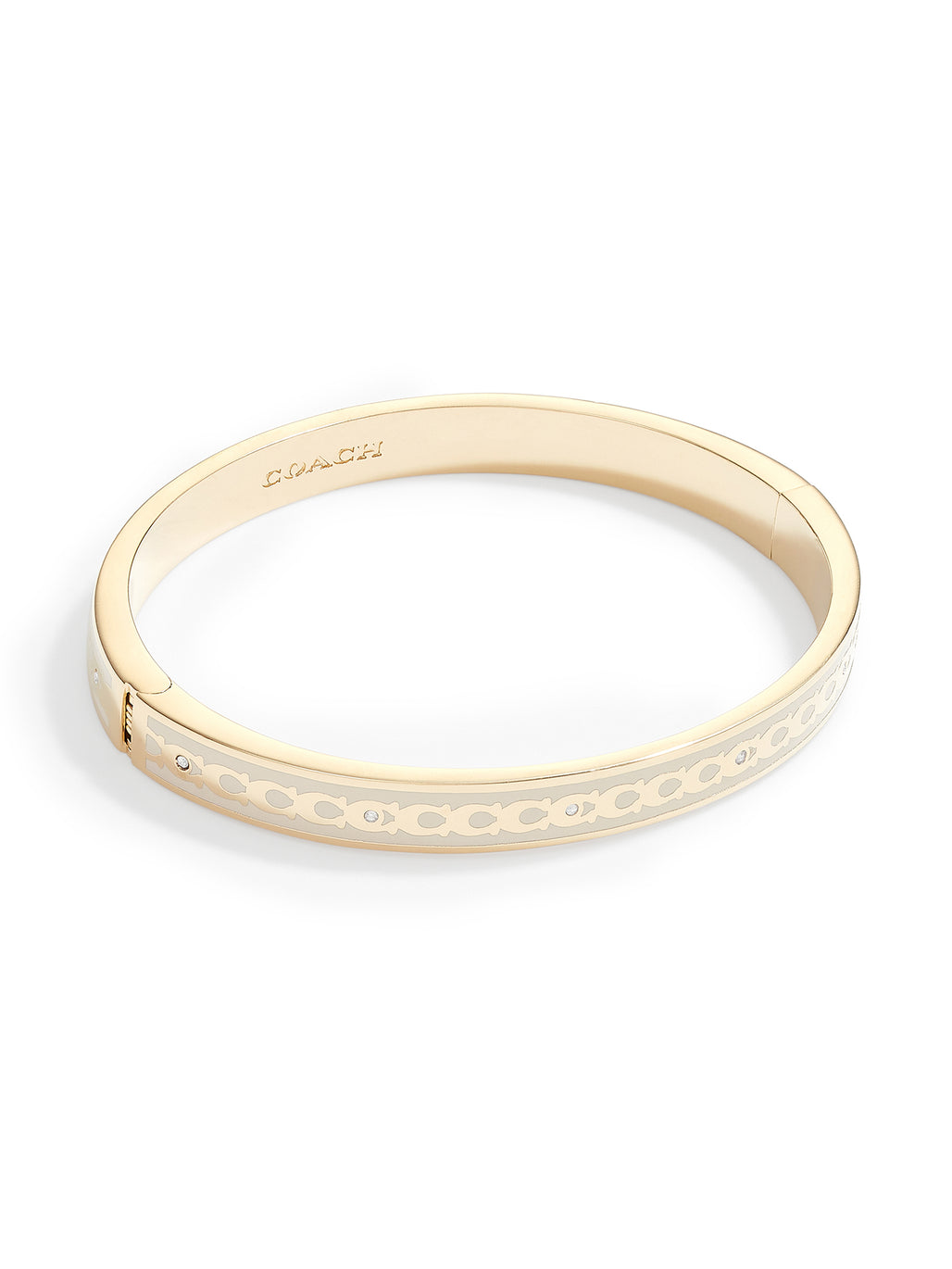 Coach Enamel C Thin Gold Tone Hinged Bangle