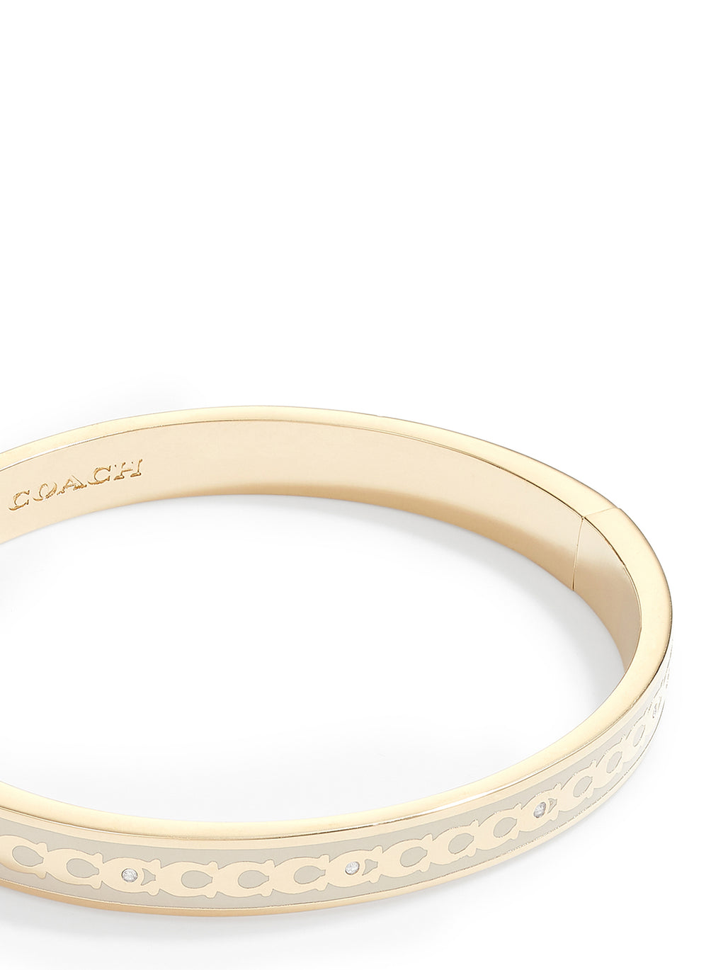 Coach Enamel C Thin Gold Tone Hinged Bangle