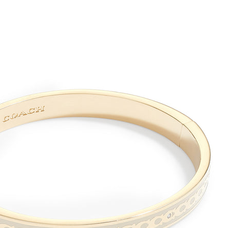 Coach Enamel C Thin Gold Tone Hinged Bangle