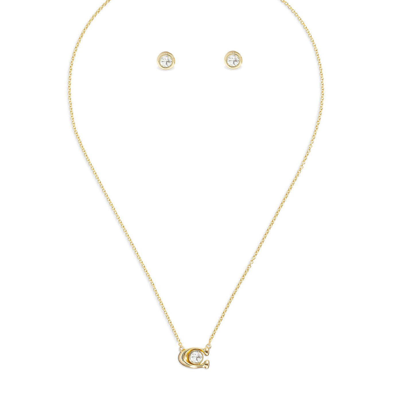COACH Signature Necklace & Earring Set