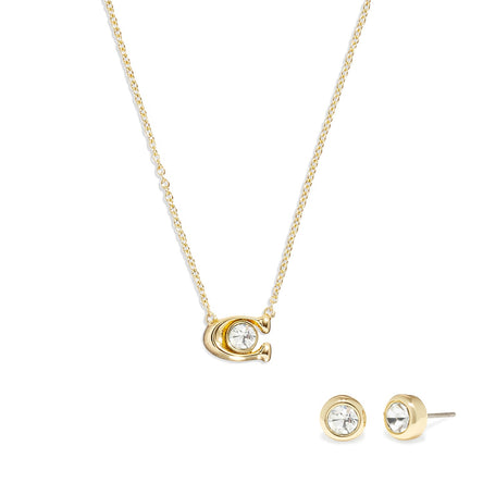 COACH Signature Necklace & Earring Set