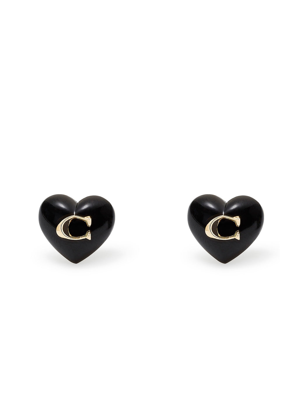 COACH Signature Heart Stud Earrings Black