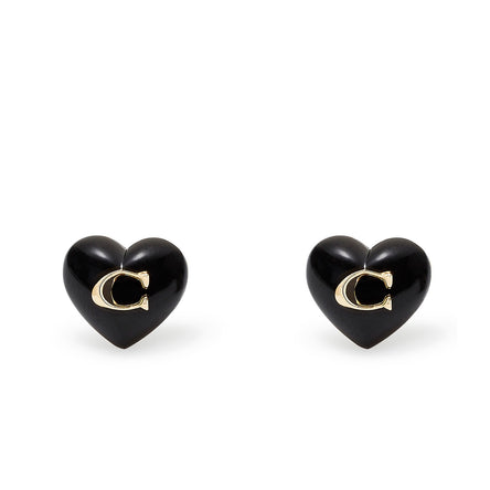 COACH Signature Heart Stud Earrings Black
