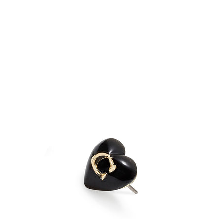 COACH Signature Heart Stud Earrings Black