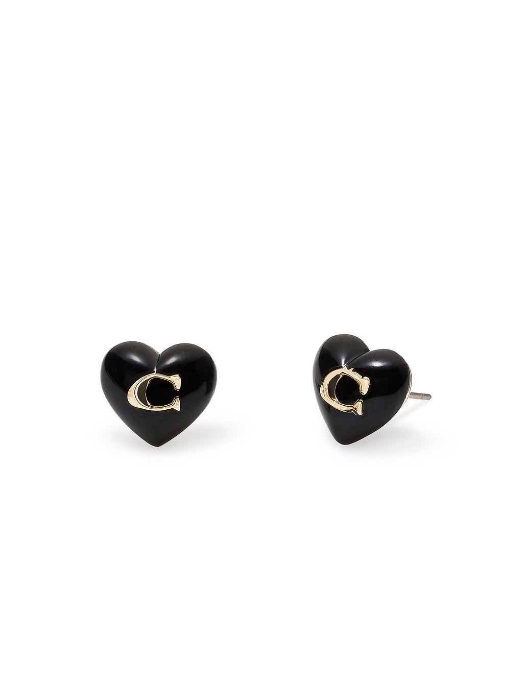 COACH Signature Heart Stud Earrings Black