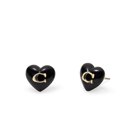 COACH Signature Heart Stud Earrings Black